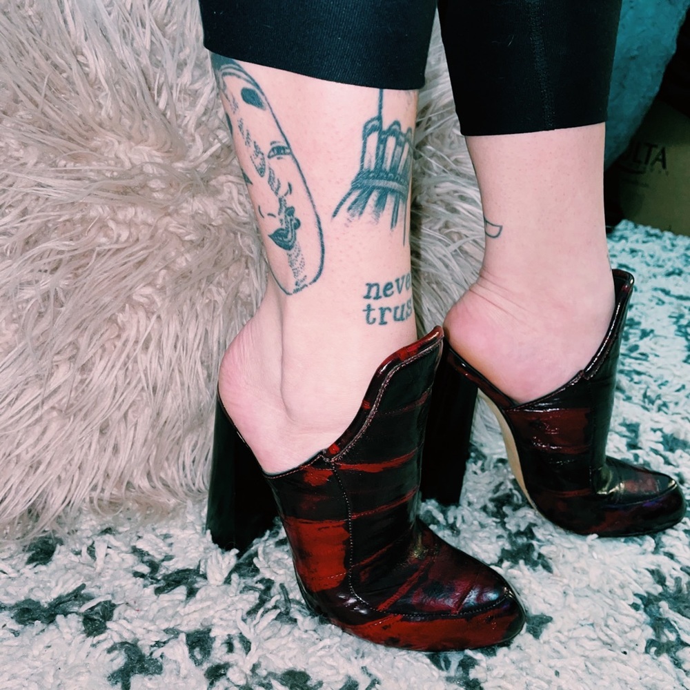 Alexander Wang Leather Printed Mules